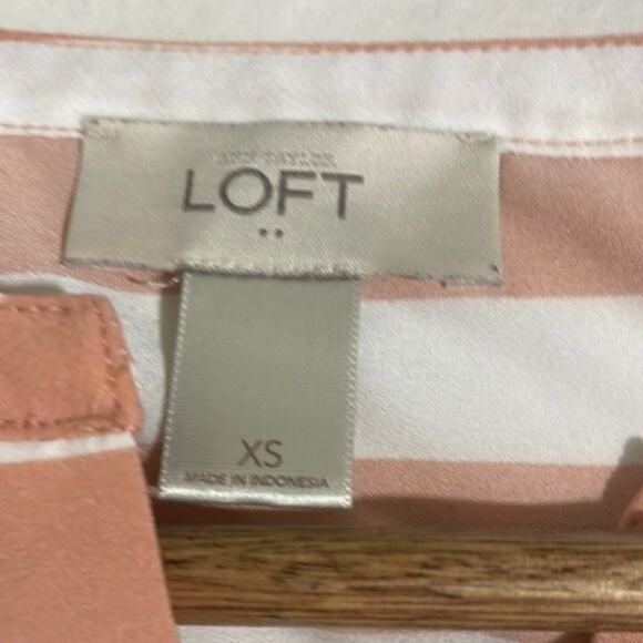 Loft Blouse Striped Split Neck 3/4 Sleeve XS - Picture 5 of 6